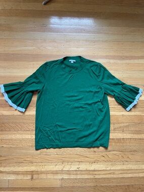 COS Kelly green tennis skirt pleats frilled short sleeves boxy M preppy